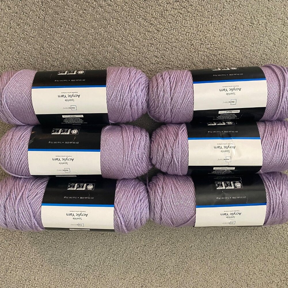 New Mainstays Sparkle Acrylic Yarn, Sweet Violet, 251.53 yards, 5 oz, 6 skeins